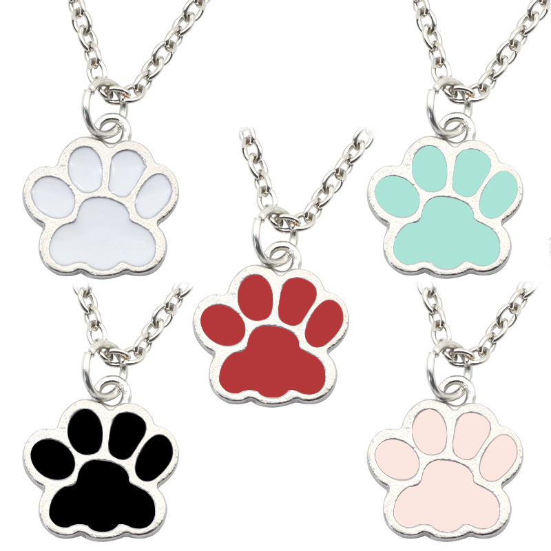 Mens Dog Tag Necklace - Moda psia łapa odcisk łapy kota