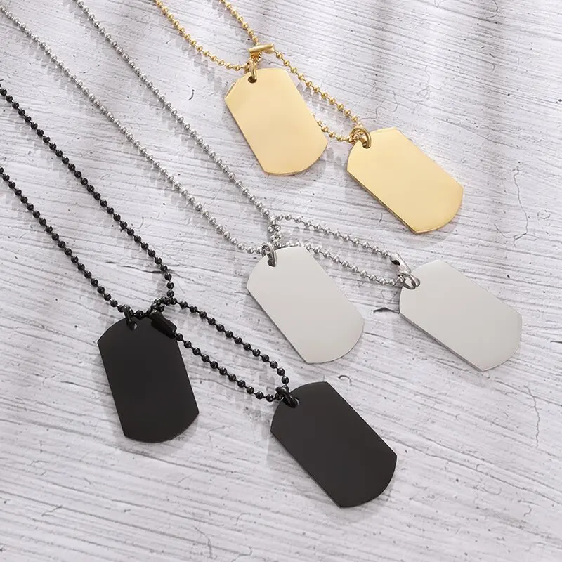 Mens Dog Tag Necklace - Prosty naszyjnik ze stali nierdzewnej z