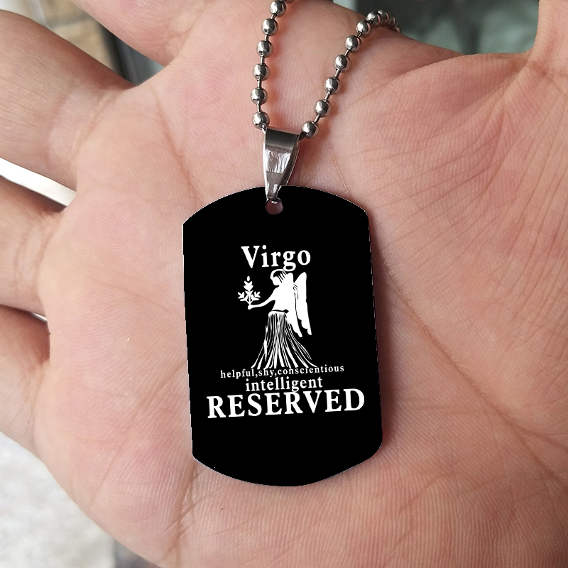 Mens Dog Tag Necklace - 12 znaki zodiaku naszyjnik dla mężczyzn