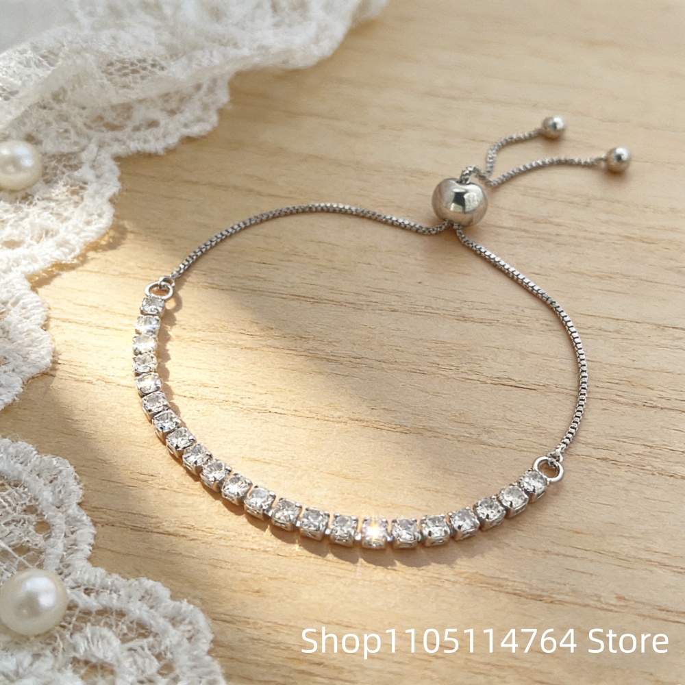 Tennis Bracelet Cubic - Regulowana bransoletka tenisowa ze srebra próby