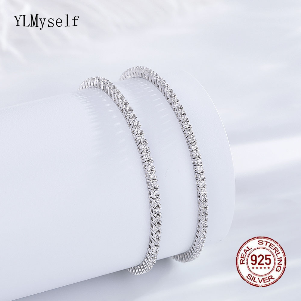 Tennis Bracelet Cubic - Prawdziwe srebro 1,75 mm/1,5 mm Biała