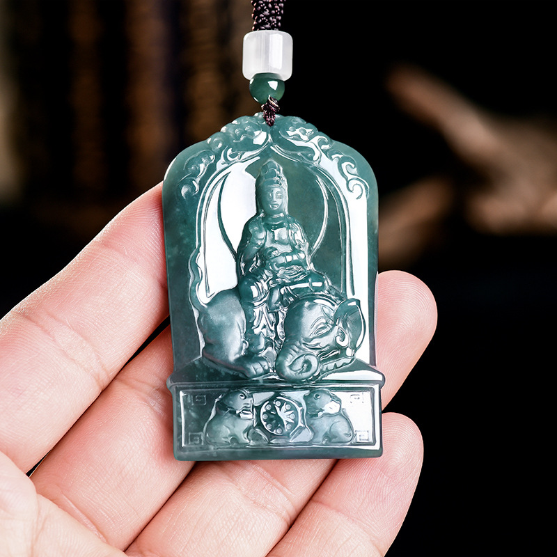 Jewelry & Watches Store - Naturalny Birmanski Jadeit Guanyin Wisiorek Naszyjnik