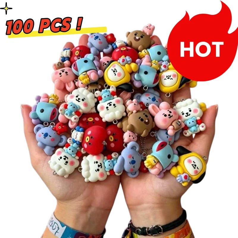 Drop Earrings - 7 szt. BT21 Żywiczne Charmsy z