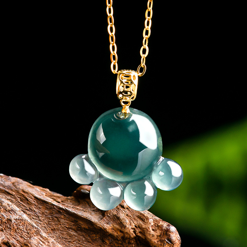 Jewelry & Watches Store - Naturalny Prawdziwy Szmaragdowy Niebieski Jadeitowy Wisiorek