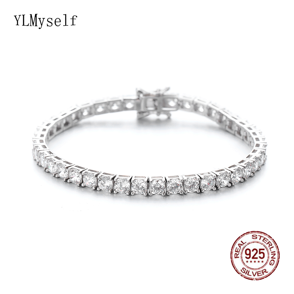 Tennis Bracelet Cubic - YLMyself 925 srebrna bransoletka tenisowa 4mm
