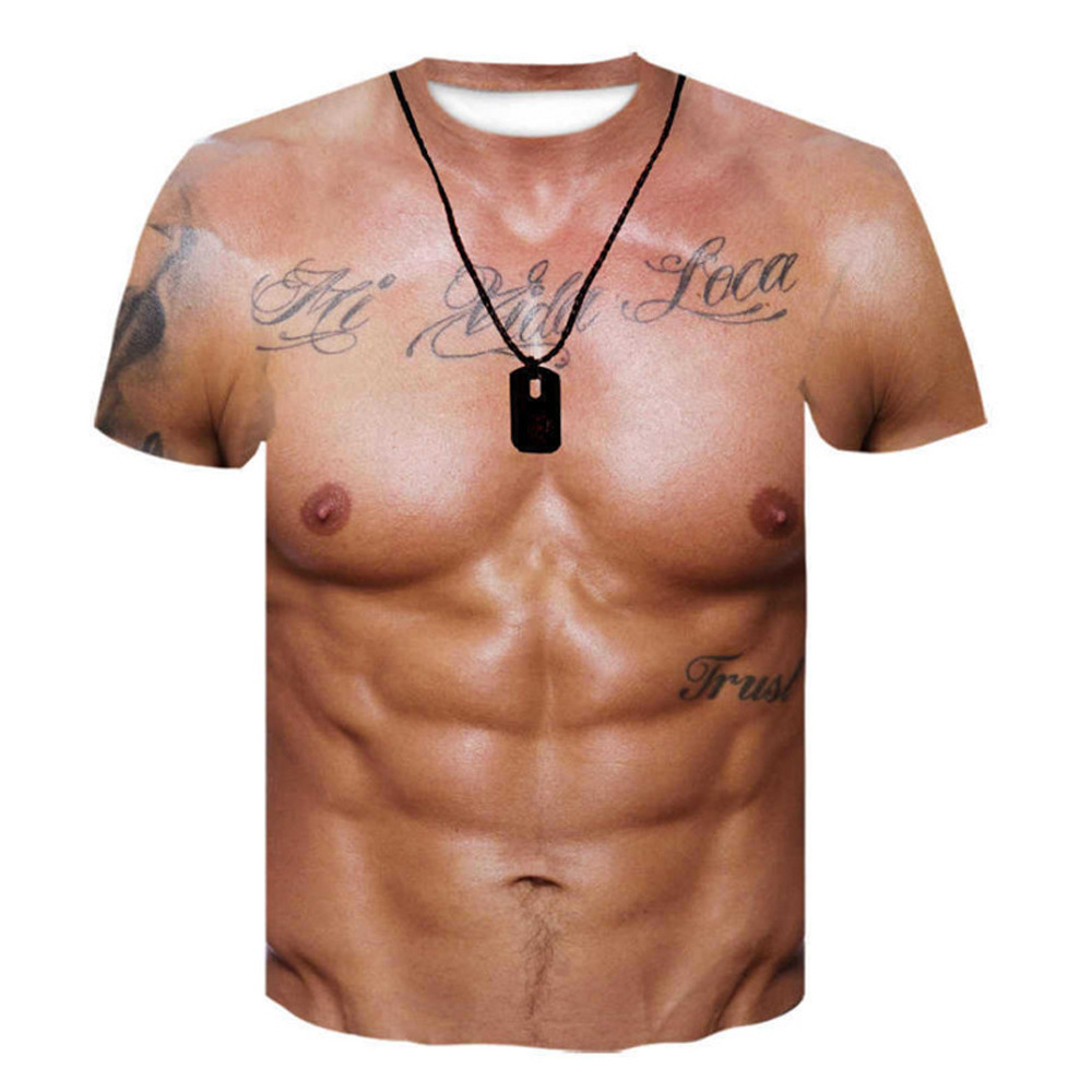 Mens Dog Tag Necklace - Męska śmieszna koszulka z 3D nadrukiem