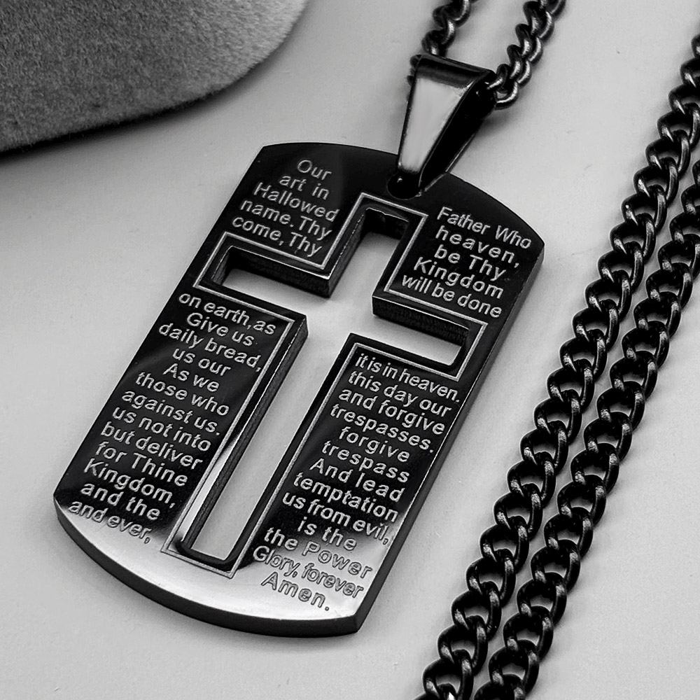 Męski naszyjnik z krzyżem bibl – Mens Dog Tag Necklace recenzja i cena