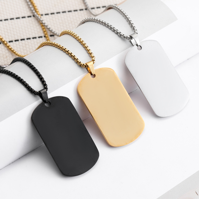 HNSP Gładka zawieszka ze stali – Mens Dog Tag Necklace recenzja i cena