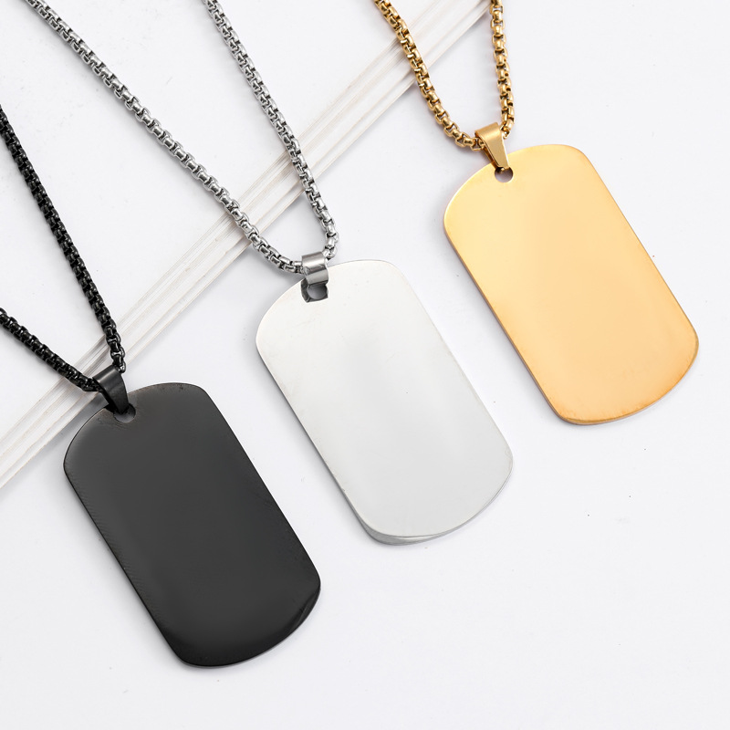 HNSP Gładka zawieszka ze stali – Mens Dog Tag Necklace recenzja i cena