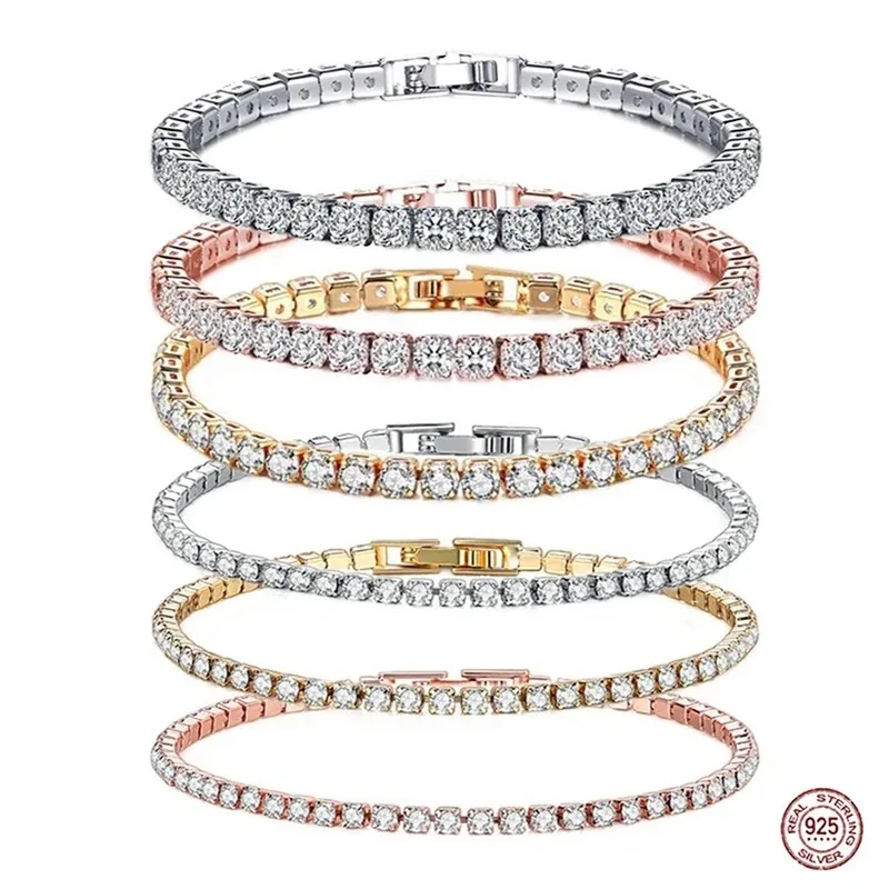 Hip hop 925 sterling silver cu – Tennis Bracelet Cubic recenzja i cena